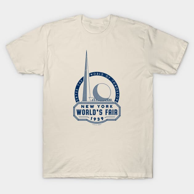 1939-40 World's Fair, New York - Shaded Trylon and Perisphere T-Shirt by deadmansupplyco